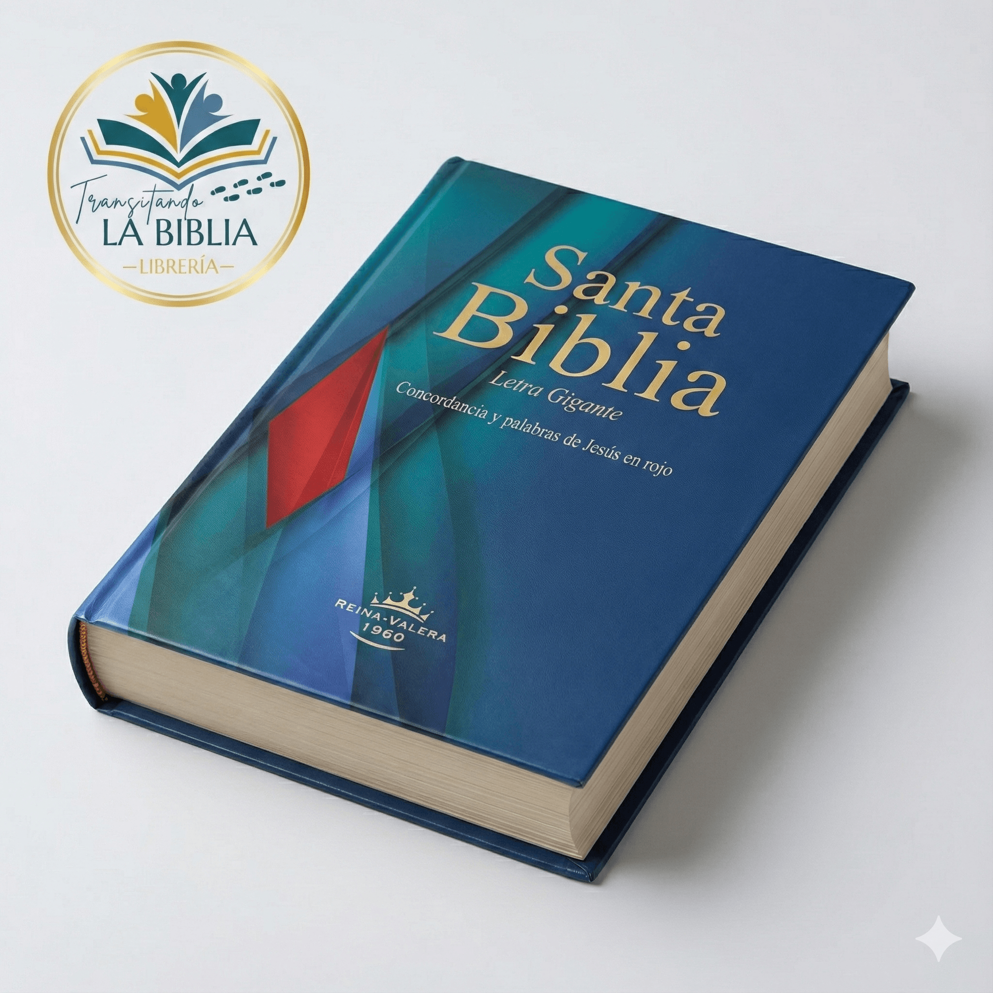 Santa Biblia Letra Grande Flores cinta azul