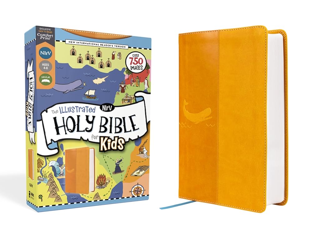NIrV, The Illustrated Holy Bible for Kids, Leathersoft, Yellow, Full Color, Comfort Print: Over 750 Images cover image