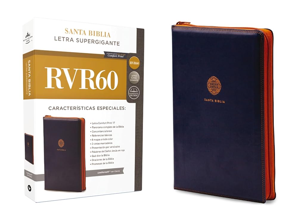 RVR60, Santa Biblia, Letra Supergigante, Leathersoft, Azul, con Cierre, Comfort Print (Spanish Edition) cover image
