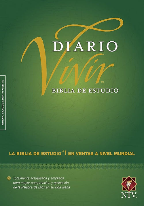 Biblia de estudio del diario vivir NTV (Tapa dura, Verde, Índice, Letra Roja) (Spanish Edition) cover image