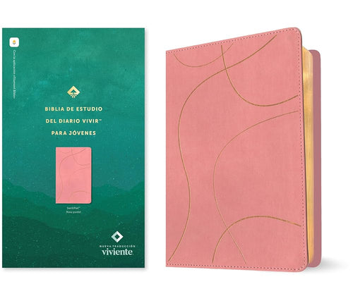 Biblia de estudio del diario vivir para jóvenes NTV con Filament (SentiPiel, Rosa pastel, Letra Roja) (Spanish Edition) cover image