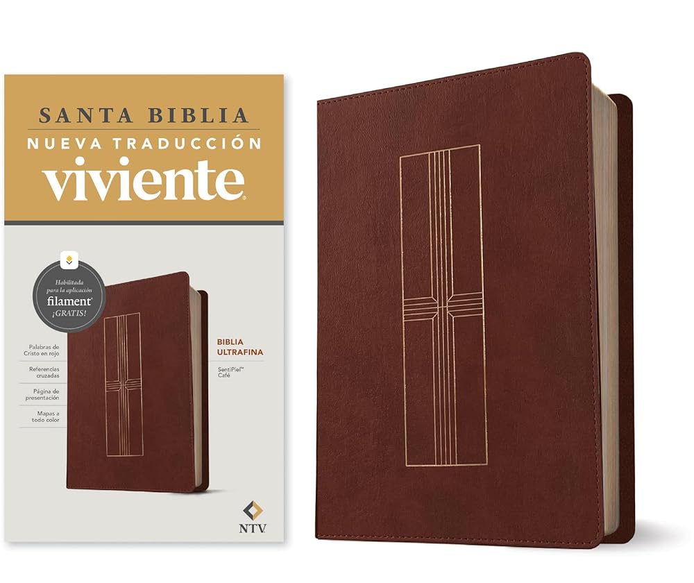 Biblia ultrafina NTV, con Filament (SentiPiel, Café, Letra Roja) (Spanish Edition) cover image