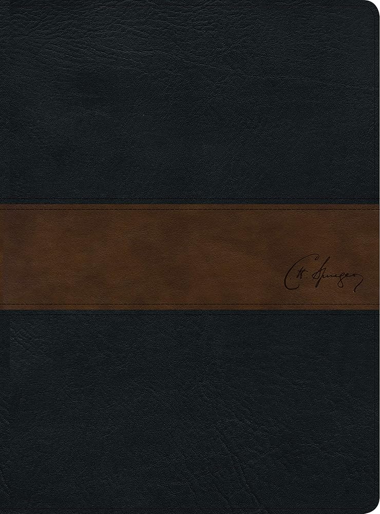 RVR 1960 Biblia de estudio Spurgeon, negro/marr√≥n s√≠mil piel (Spanish Edition) cover image