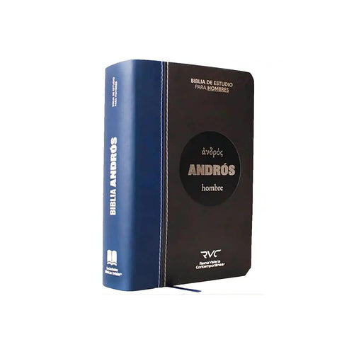Biblia de Estudio Andrós - Reina Valera Contemporanea, Tapa PU duotone, canto plateado, cierre y indice (Spanish Edition) cover image