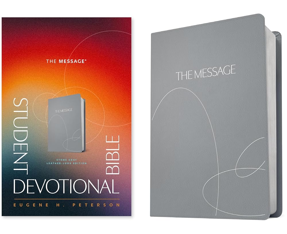 The Message Student Devotional Bible (Leather-Look, Stone Gray) cover image
