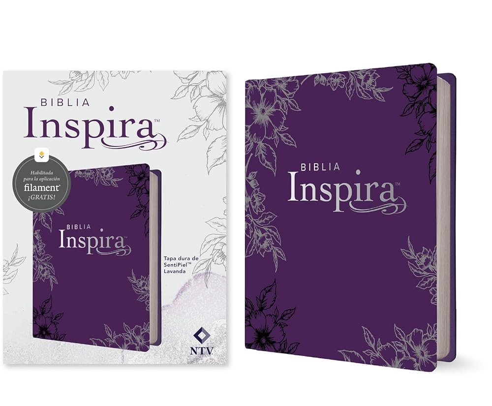 Biblia Inspira NTV con Filament (Tapa dura de SentiPiel, Lavanda) (Spanish Edition) cover image