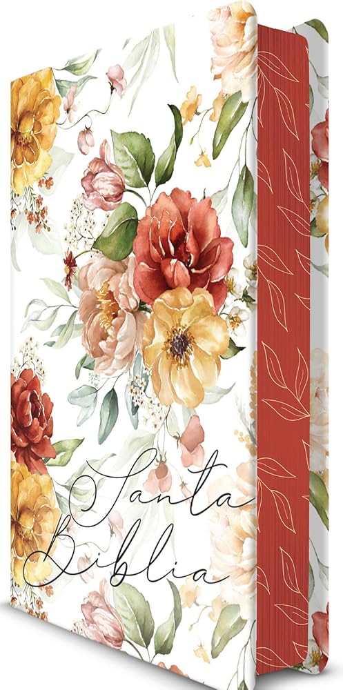 Biblia RVR 1960 letra grande tamaño manual, HC, flores rosadas y cantos pintados / Spanish Bible RVR 1960 Handy Size Large Print with flowers and sprayed edge (Spanish Edition) cover image