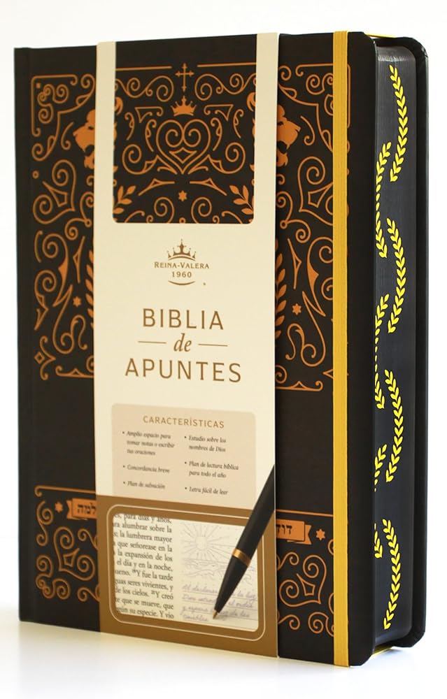 Biblia de apuntes RVR 1960 TD, Negro y oro (Edición cantos pintados) / Spanish Journaling Bible RVR 1960 HC Black and Gold (Spanish Edition) cover image