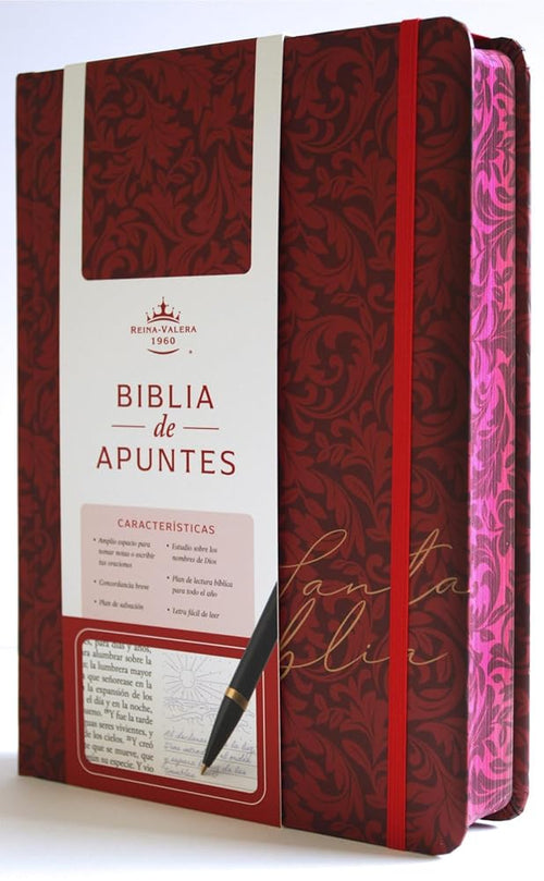 Biblia de Apuntes RVR 1960 Tapa dura, Vino tinto (Edición cantos pintados) / Spanish Journalling Bible RVR 1960 Hardcover Burgundy (Spanish Edition) cover image