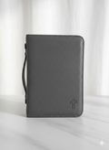 Textured Cross Bible Cover, Gray, Large