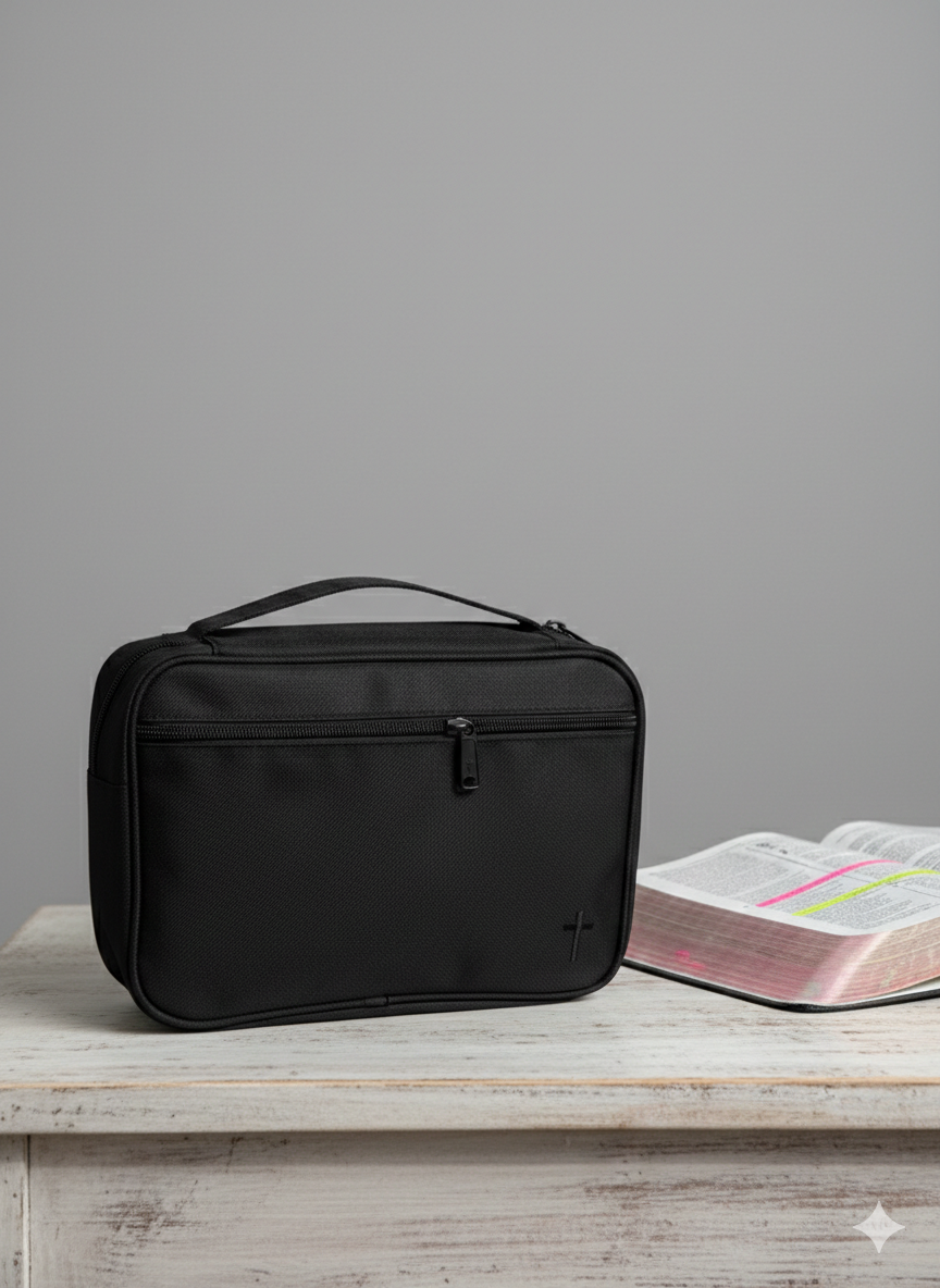 Forro de Biblia "Essential" con Cruz - Negro (Extra Grande)