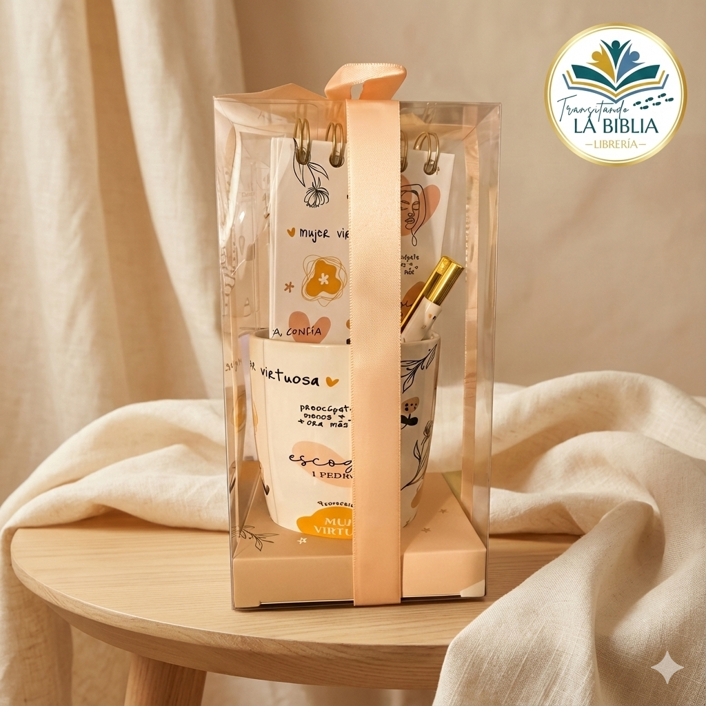 Set taza, bolígrafo y libreta - mujer virtuosa