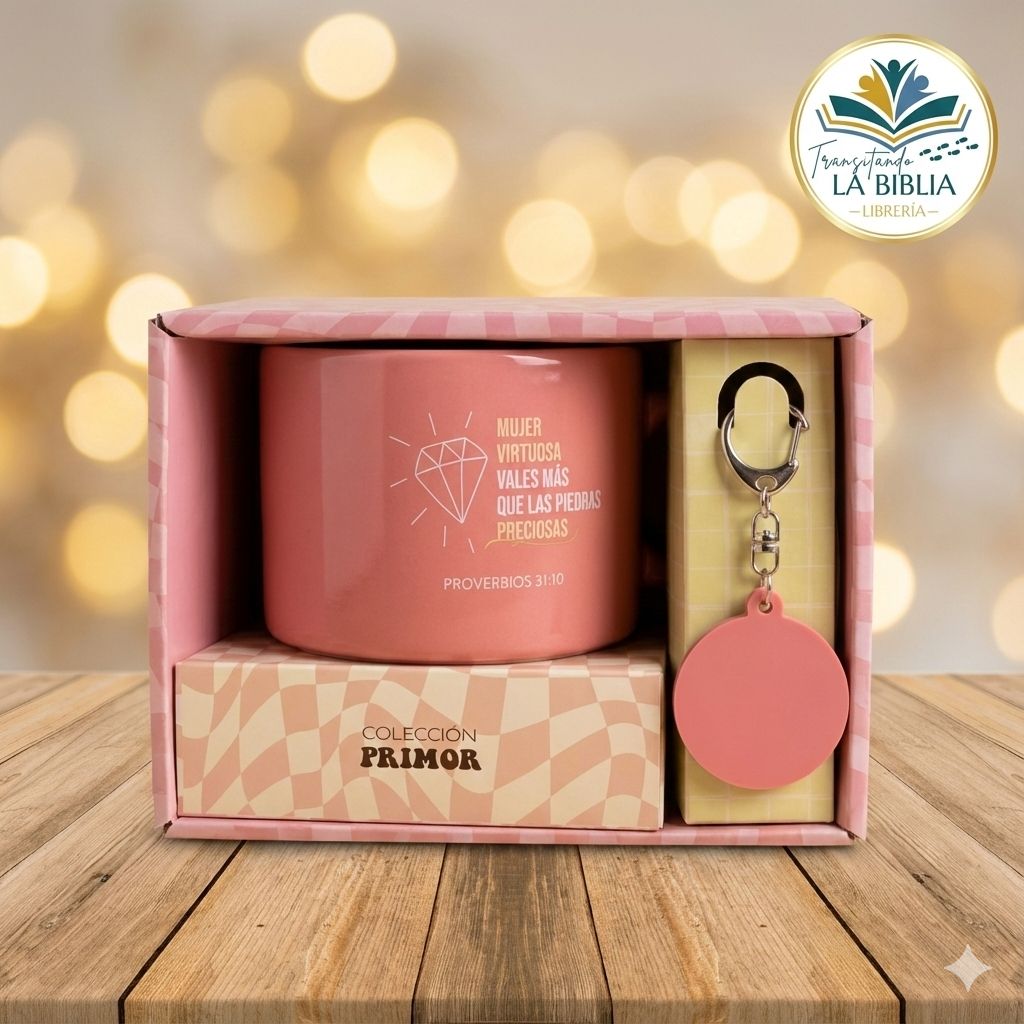 Hermosa taza y llavero Rosa para declarar: Mujer Virtuosa