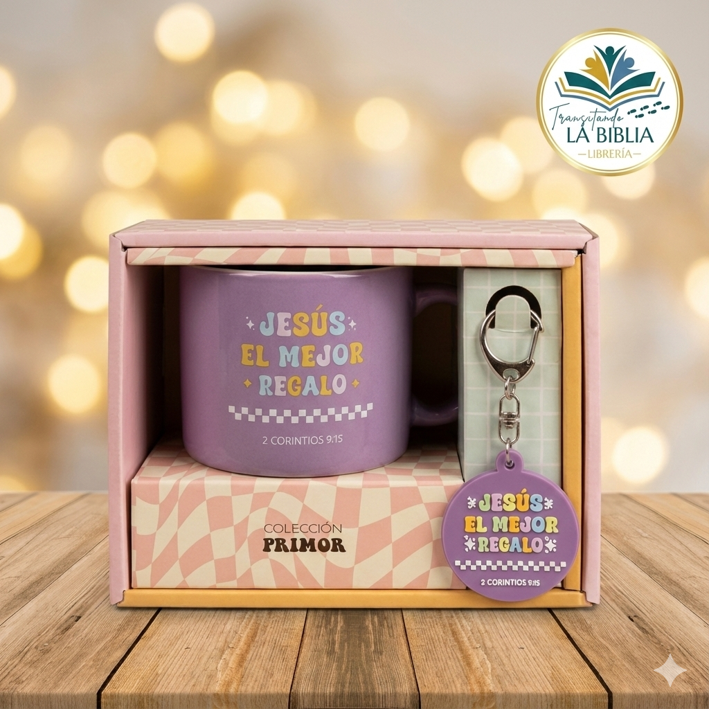Hermosa Taza y llavero Lila: Jesus es el mejor regalo