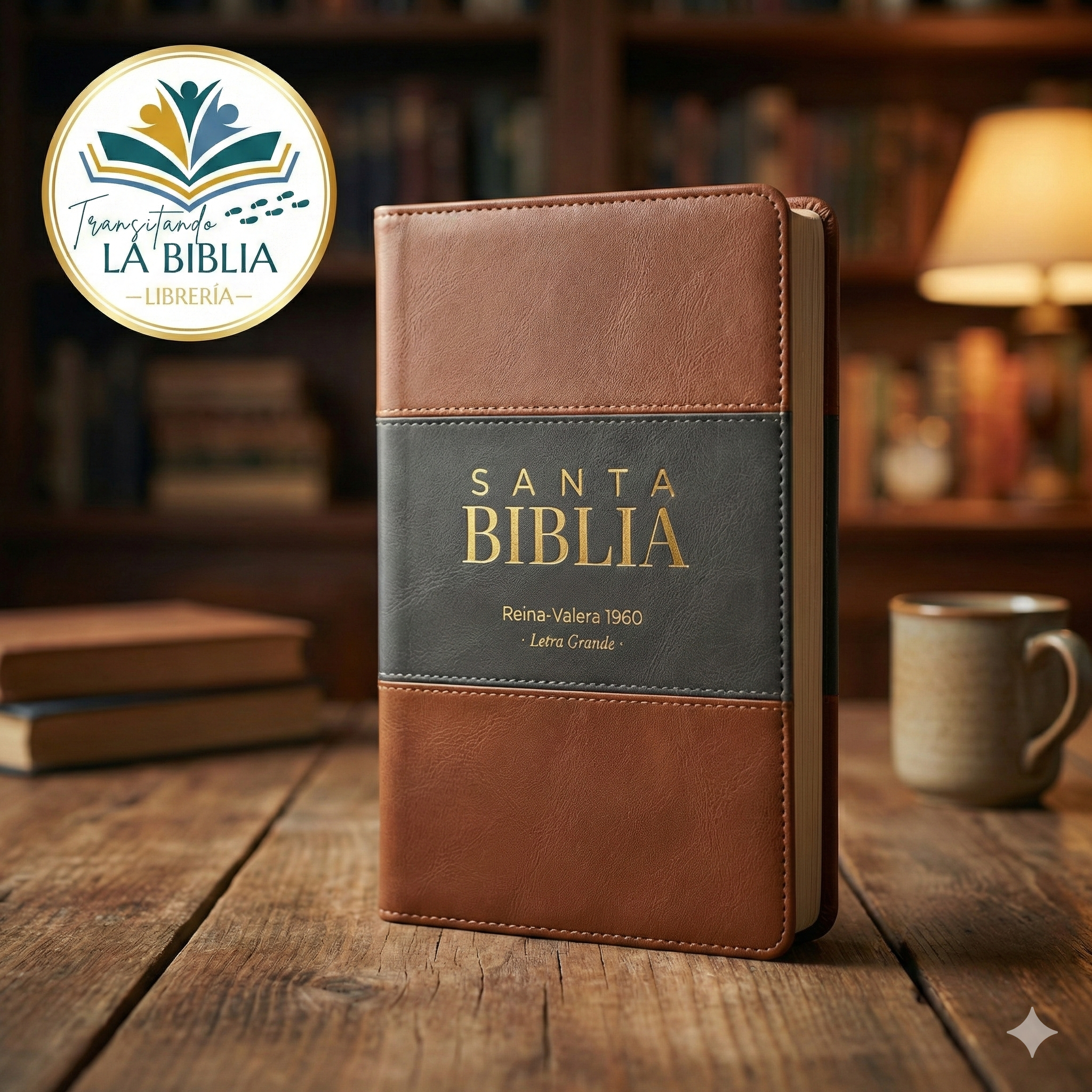 Biblia letra grande 12 puntos - Color madera y negro