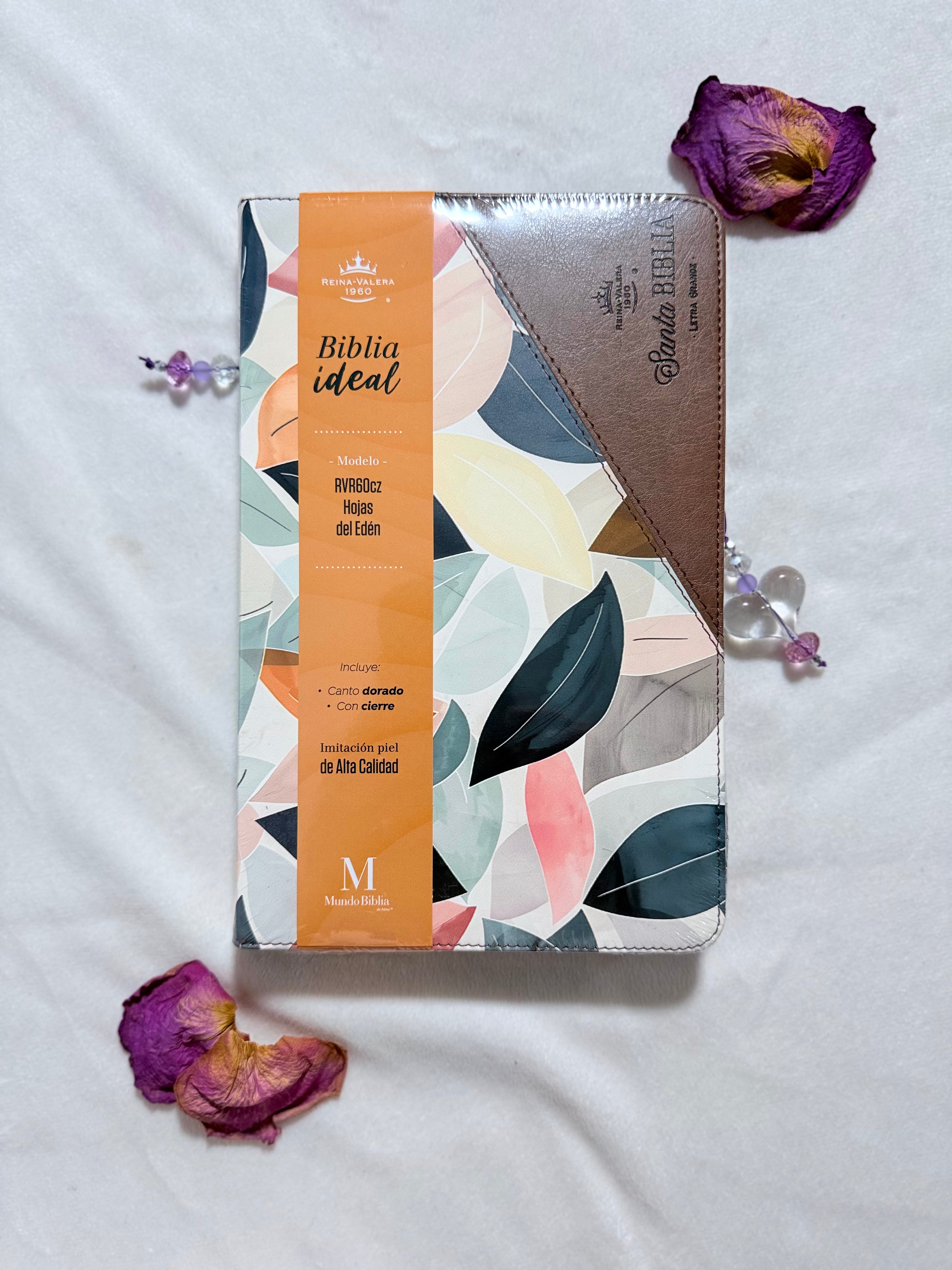 Biblia Ideal RV1960 Letra Grande con cierre - Hojas del Edén