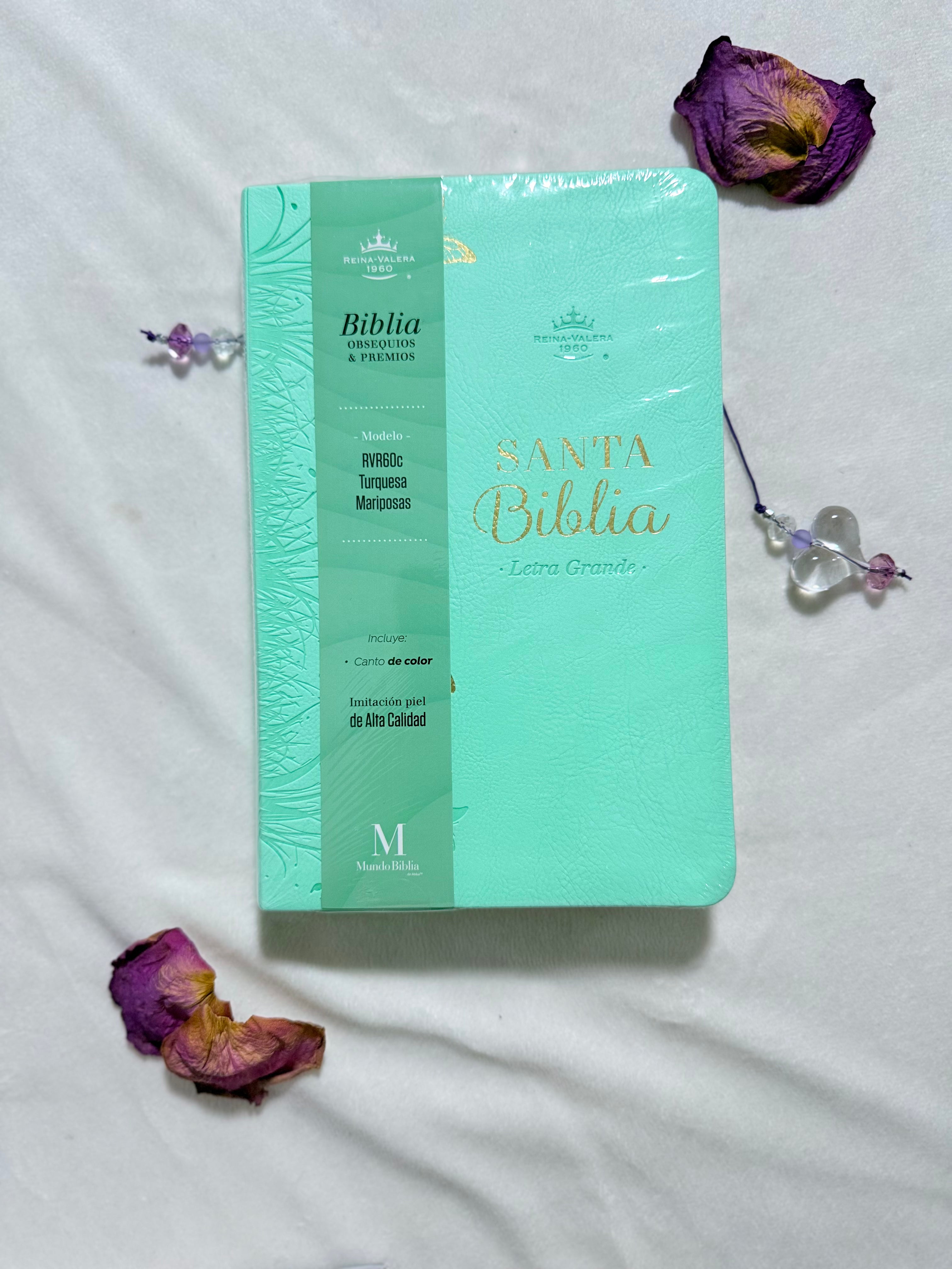 Biblia Obsequios y Premios RVR60 Letra Grande - Turquesa Mariposas